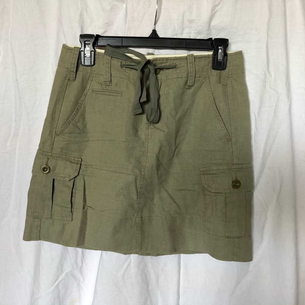 Military Green Linen Skirt